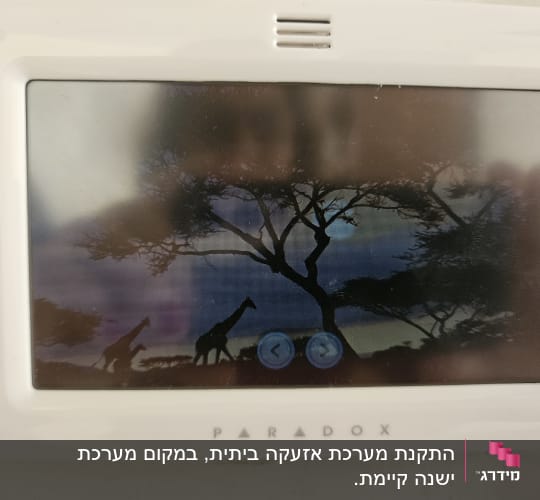 מסך תצוגה של מערכת אבטחה עם תמונה של סוואנה